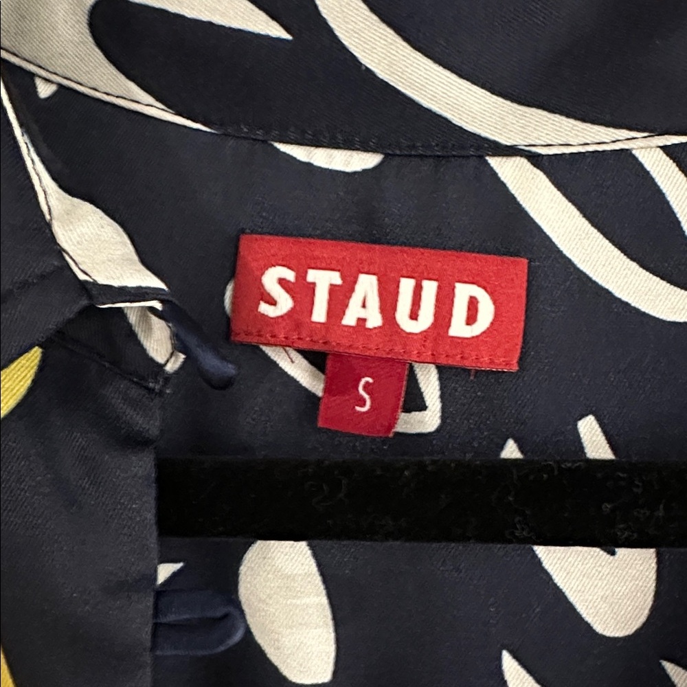 STAUD Blue and White Blouse with Yellow lemon Accents small - Picture 4 of 5